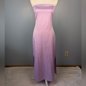 Purple strapless maxi dress with sparkles